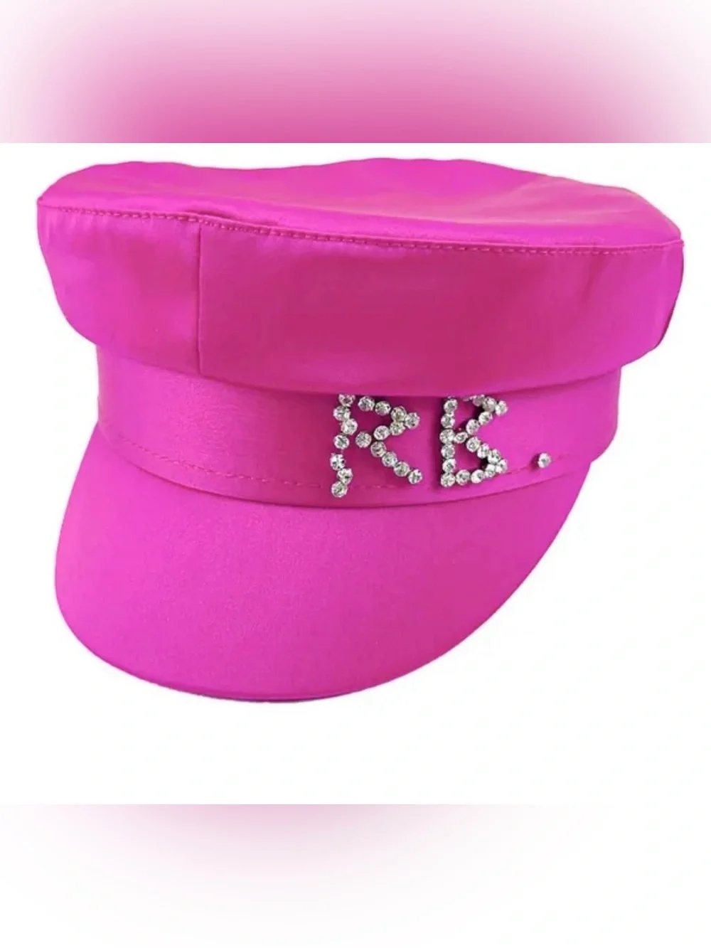 Girls Bright Pink Rhinestone Letter Cap